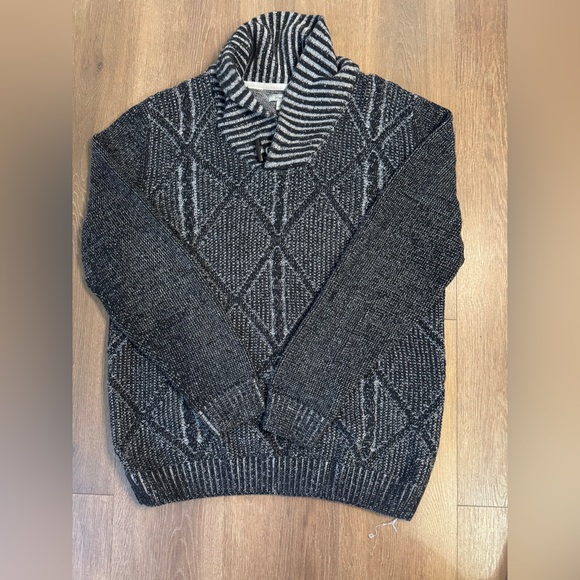 Method | Sweaters | Mens Charcoal Turtleneck Sweater With Striped ...
